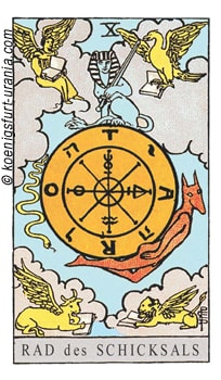 Tarotkarte das Rad des Schicksals Tarotkarte das Rad des Schicksals